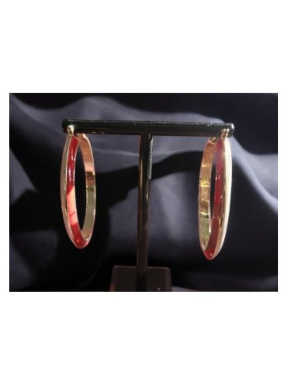 Vintage AVON Goldtone Pink and Red Hoop Earrings